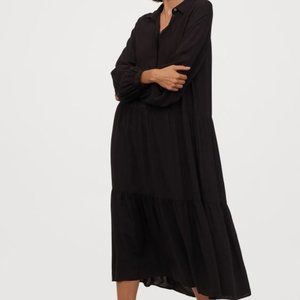 H&M Black Collared Midi Dress - Size L